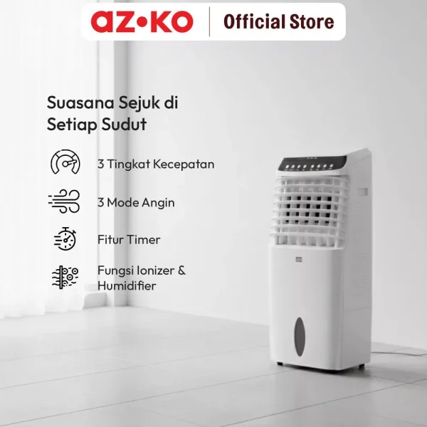 AZKO Apa 10 ltr Air Cooler 1200cmh - Putih Ice Conditioner Pendingin Ruangan Penyejuk Udara